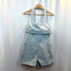 NWT Lost + Wander Women's Light Blue Sailor's Delight Romper, Halter, Size XS